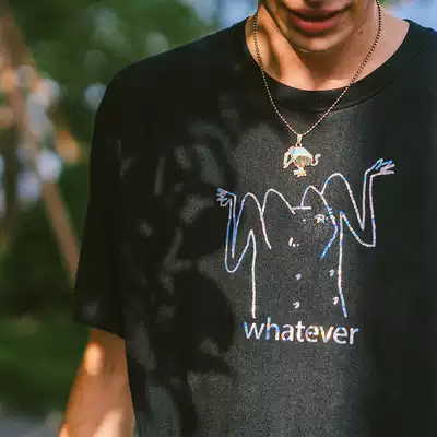 Dutch Leon Karssen blue cat does not matter shrug laser T-shirt WHATEVER Tee spot illustration