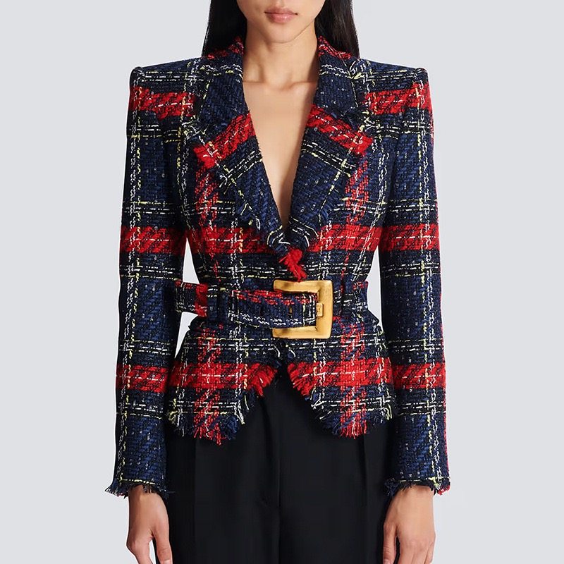 Balmain Gina 2026 ранняя весна, новый приталенный пиджак с небольшим ароматом, женский короткий твидовый топ Изображение 1