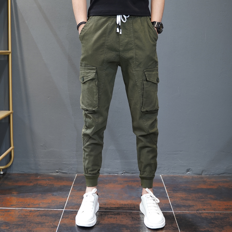 -Pure Color Feet Slim quần Casual Thần Hội Guys WorkPants Mang Foot 2020 mùa xuân và mùa thu nam Nhỏ Tính cách-up