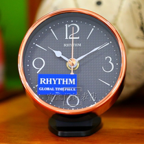 Japan RHYTHM Lisheng silent bedside metal desk clock Bedroom living room office desk clock CRG122