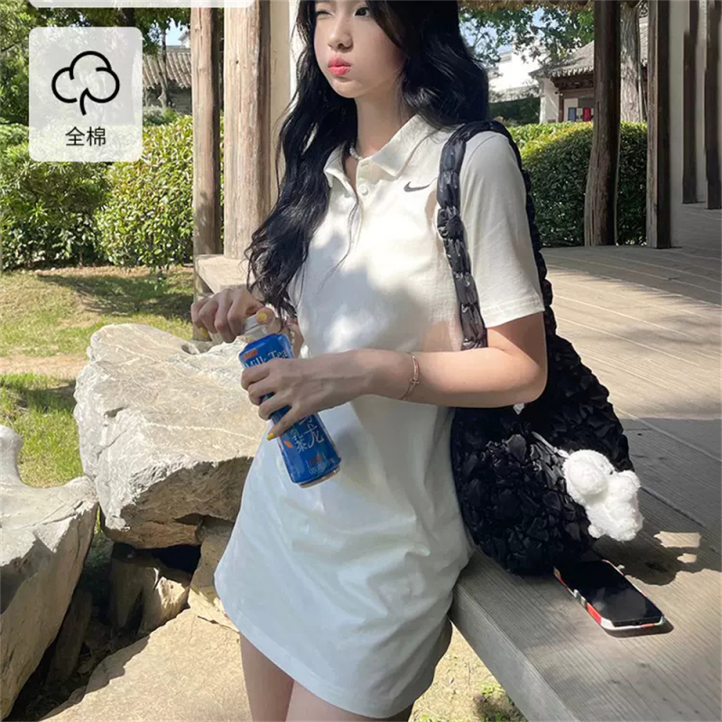 Authentic Nike Women's Pure Cotton Dress Summer New Breathable Lapel Sports Polo Dress Fn3708 Authentic Nike Women's Pure Cotton Dress Summer New Breathable Lapel Sports Polo Dress Fn3708