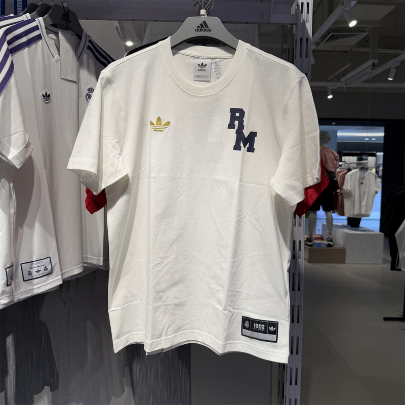 Adidas Adidas Trefoil Men's Short Sleeve Real Madrid Football Sports Half-Sleeve Pure Cotton T-Shirt Jl6116