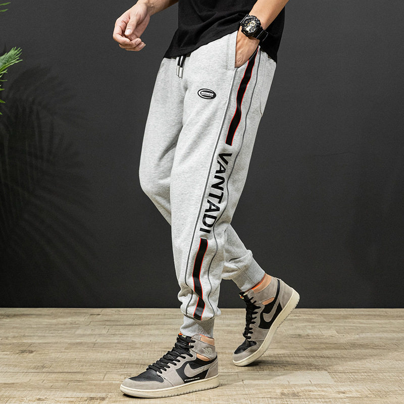 Cangishi Kazuki gray pants men's autumn and winter beamed sports pants Korean version of the trend casual Harem pants high street ins tide