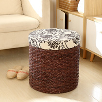 Minimalist rattan choreography containing stool containing case changing stool thickened covered debris finishing stool toy storage stool round stool