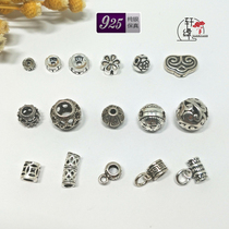 s925 sterling silver Plain silver spacer bead spacer pendant pendant Thai silver accessories Handmade DIY bracelet jewelry accessories material