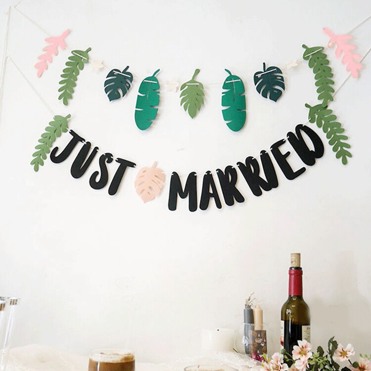 Decorative leaves, just marry, wedding room, newlywed decoration, pull flowers, pull flags, decoration supplies
