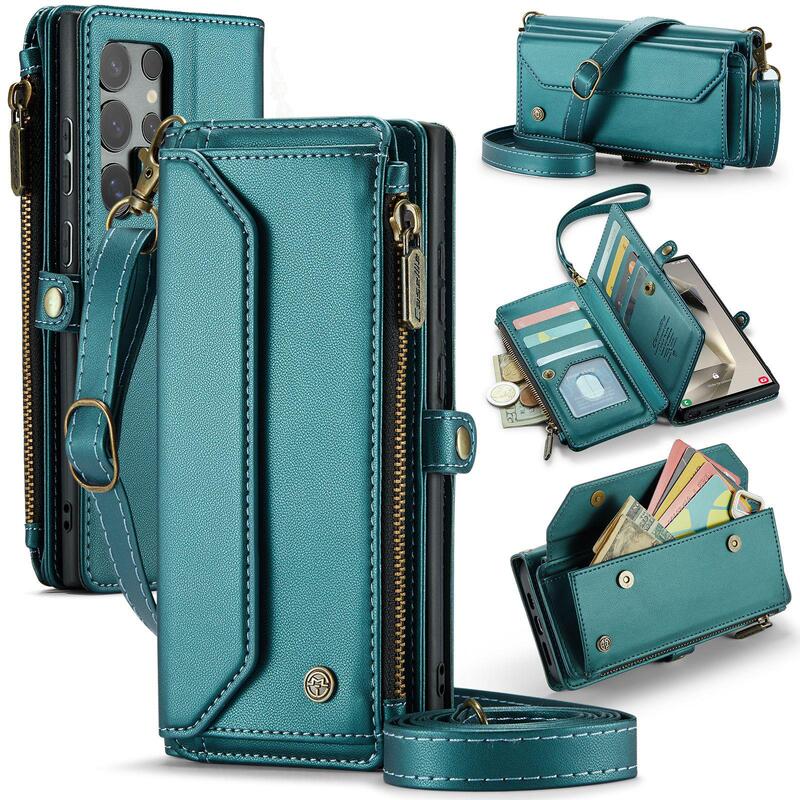 Oil-Proof Crossbody Bag Suitable for S26Ultra Phone Case Zfold7 Zipper Wallet S25Fe Leather Case Galaxys24Plus Flip Cover S23+ Multi-Functional S22 Protective Case