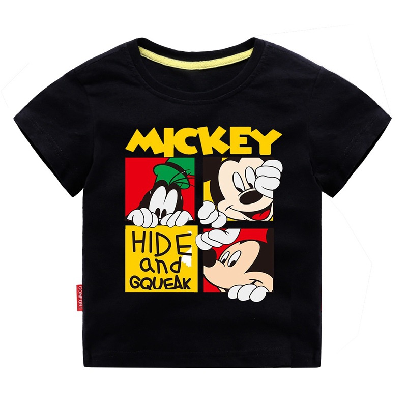 2019 quần áo trẻ em cotton ngắn tay mới cho bé trai và bé gái Áo sơ mi Mickey quần áo trẻ em mùa hè Disney - Áo thun áo phông bé trai 1 tuổi