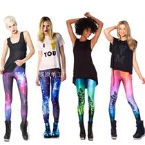 Color starry sky gradient printing sports fitness pants Yoga running tight stretch thin quick-drying plus size pants