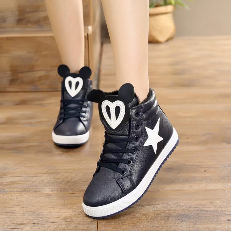 Mùa đông cộng với nhung nữ giày cotton nữ không thấm nước giày trượt cao giày nữ sinh ấm giày 34-40 yard giày thể thao nữ cổ cao