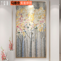 Glass Mosaic Background Wall Cut Jigsaw Puzzle Tile Genguan Decoration Painting Art Light Extravagant Wall Paste Mural Painting