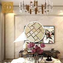 Beige white stone mosaic natural marble TV background wall toilet decorative building materials tile wall stickers