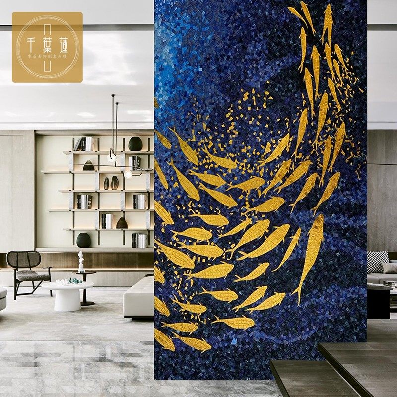 Glazed Crystal Light Lavish Glass Mosaic Background Wall Tiles Puzzle Cut Painting Wall Stickup Door Genguan TV Customize