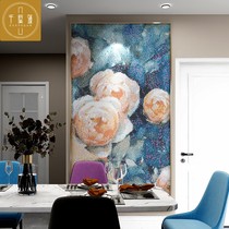 Rose Flower Crystal Glass Ice Jade Mosaic Puzzle Background Wall TV Wall Tile Collage Wall Sticker Art Mural