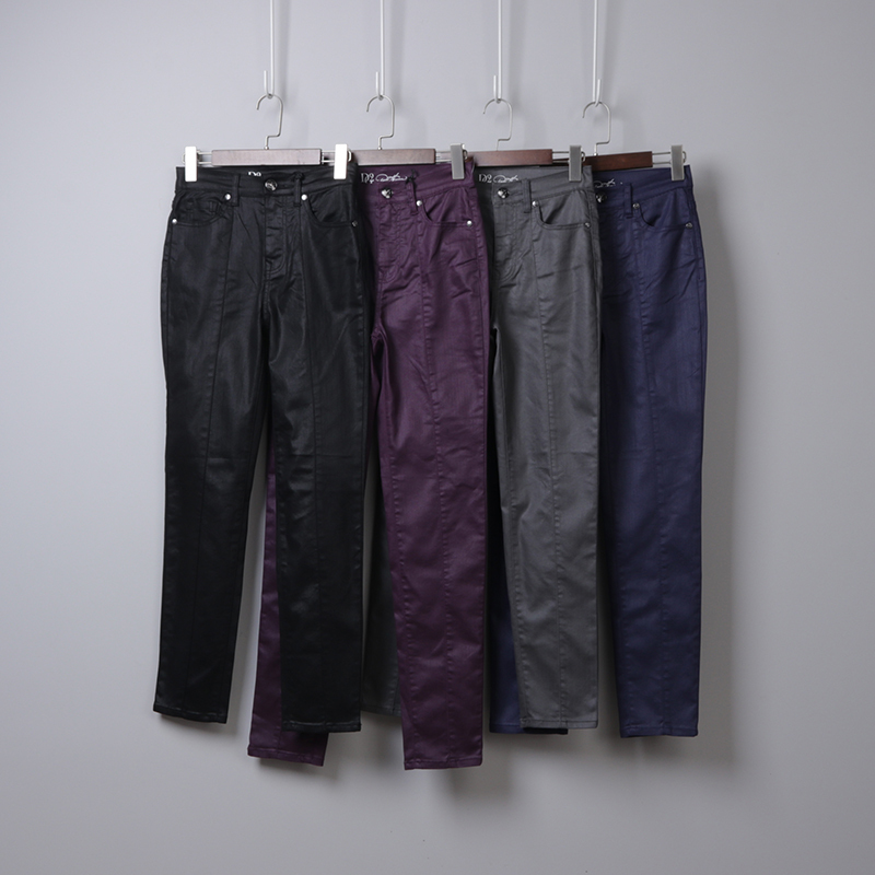 Imitation Leather Pants Coated Jeans Black Blue Matte Skinny Wide-Leg Stretch Long Pants Early Spring New Tight Pu