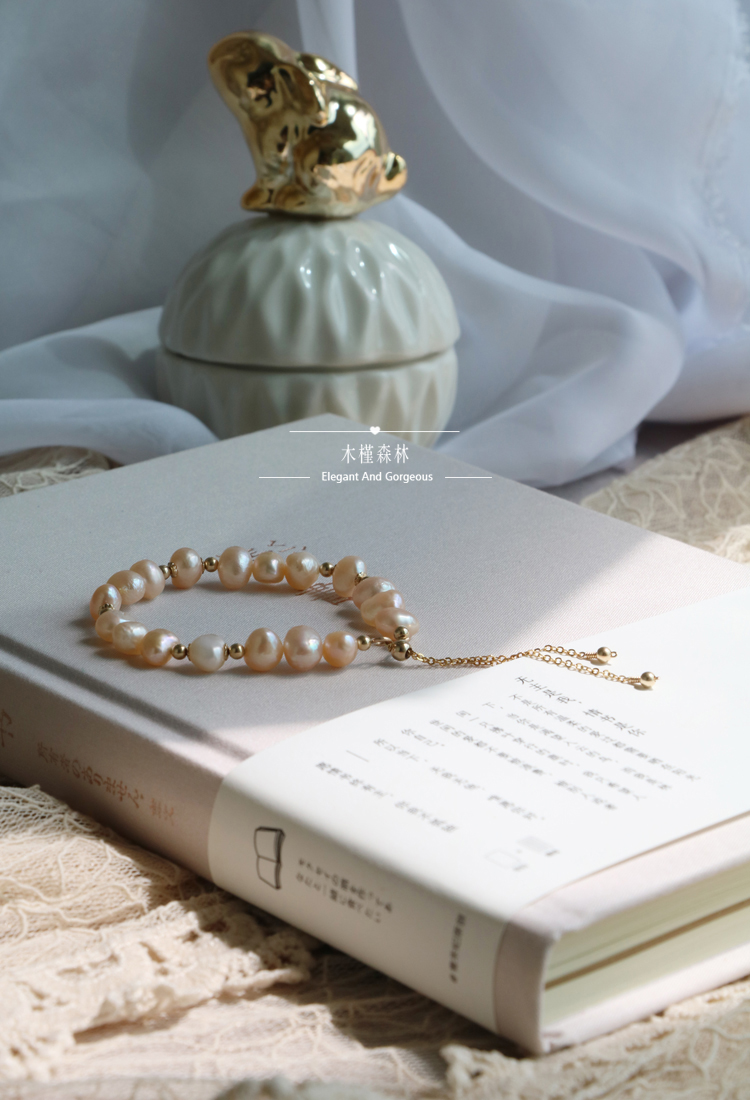 Xin chào rừng dâm bụt Hoa Kỳ 14K vàng ngọc trai baroque tự nhiên retro điều chỉnh mùa thu và mùa đông phụ nữ vòng vàng 18k