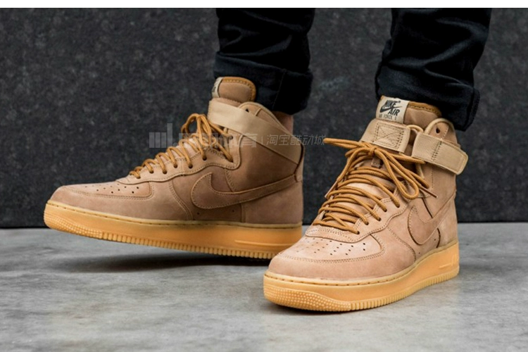 Nike Air Force One Air Force1 High AF1 Wheat Brown High and Low Sneakers 882096-200 - Dép / giày thường