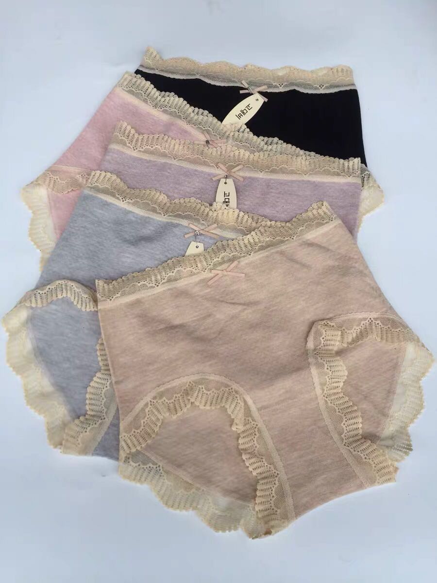 Gu Fei's new high school waist seamless lace lace sexy temptation comfortable modal bag arm large size women's panties