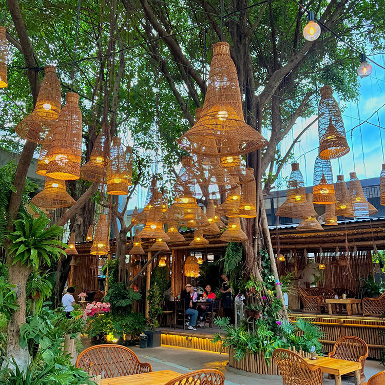 Pastoral Style B&B Coffee Restaurant Artistic Pendant Light Outdoor Courtyard Tea House Bamboo and Rattan Retro Decorative Lampshade