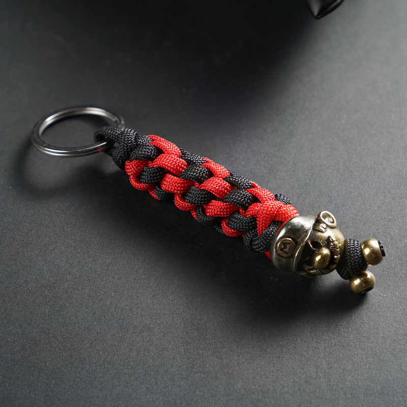 Paratrooper Rope Keychain Mario Backpack Lanyard Pendant Edc Commuting Handmade Woven Personalized Men's Brass