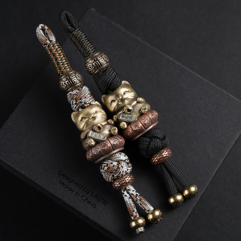 Handmade Edc Knife Pendant Push-Button Paratrooper Rope Original Design Car Keychain Commuter Backpack Pendant