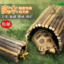 Solid wood tortoise dodging cave tortoise Basking leopard Tortoise Suka Reptile dodging palace cave feeding box landscaping
