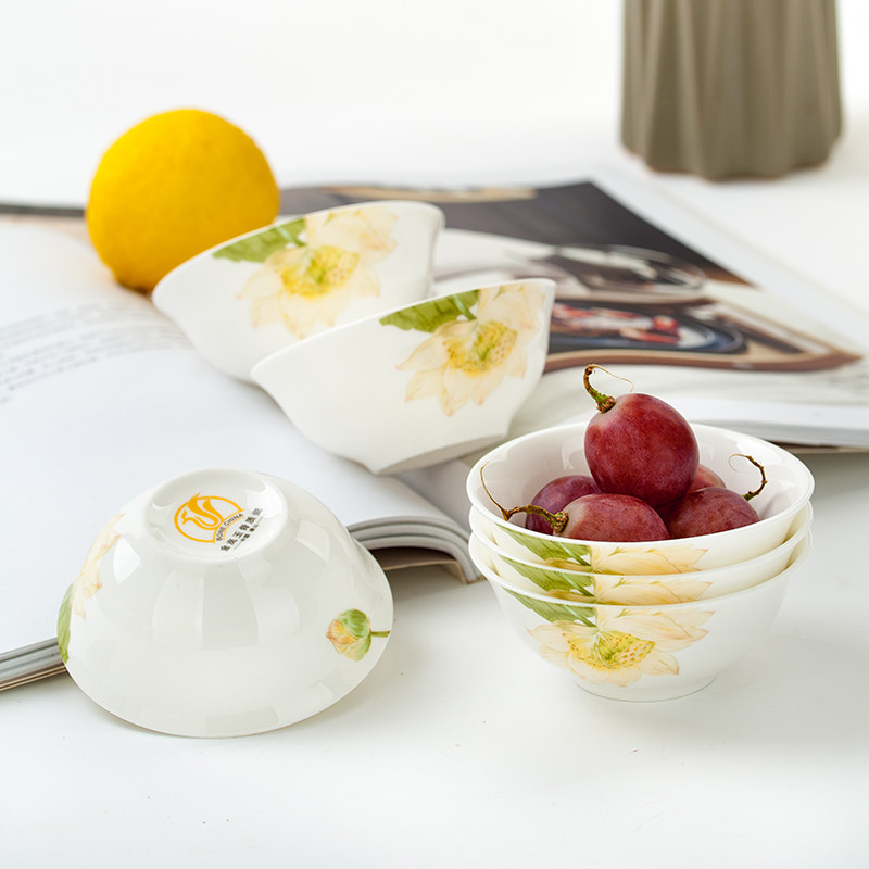 Home Chinese-style Tangshan bone Porcelain 4-inch Children with small bowl of rice bowls Soup Bowl-Bowl Small Mouth Soup Bowl Exposure Bowl