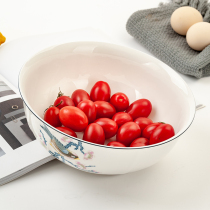 Jin Lan Yu Tangshan bone china home 9 inch soup bowl large 9 inch gold Ding bowl large 9 inch gold Ding bowl ceramic soup bowl sea Bowl