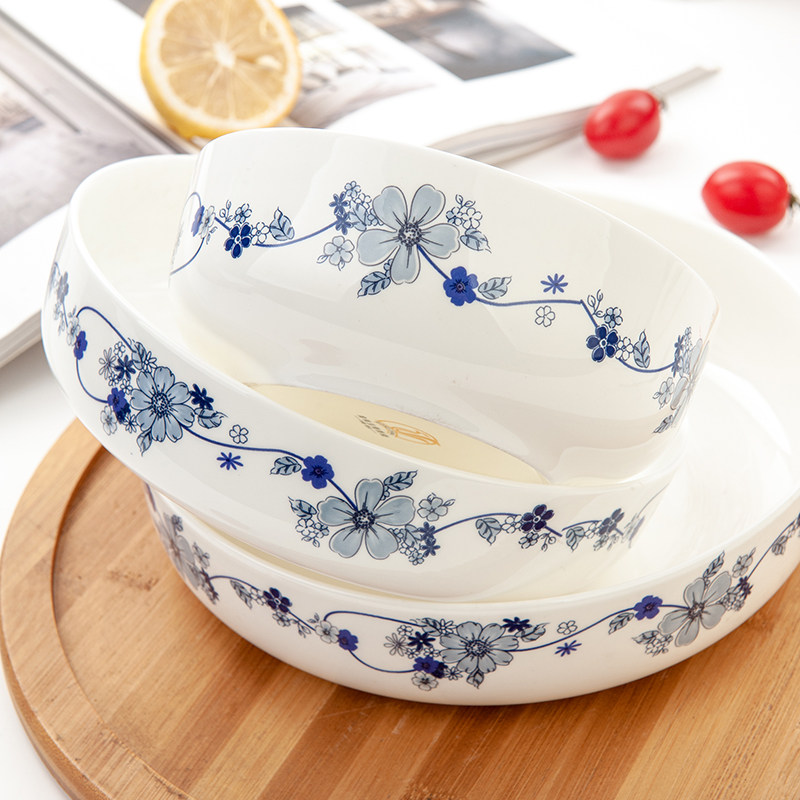 Golden Lan Jade Tangshan Bone China 8 5 Inch Nest Bowl Deep Plate 7 5 Inch Straight Mouth Deep Plate Hot Dry Noodle Bowl