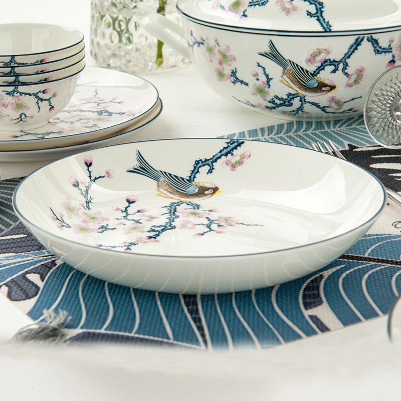 Hot sale Tangshan bone china plate 8 inch deep plate soup plate old 8 inch dish plate hipster ceramic round plate