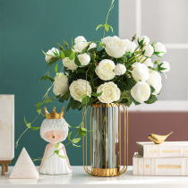 Harvest cottage European-style light luxury lantern vase simulation flower rose living room porch set combination floral decorations