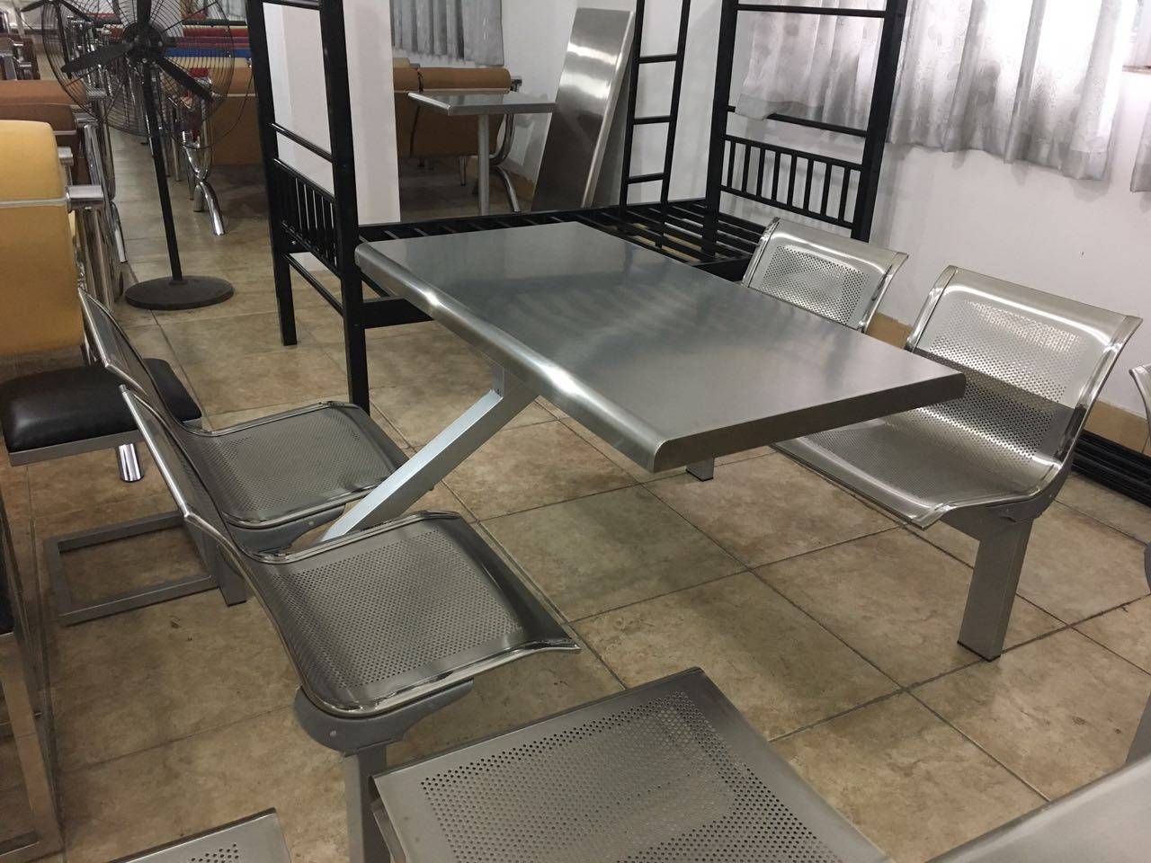 [USD 386.96] Canteen Dormitory Stainless Steel Table and Chair Spot