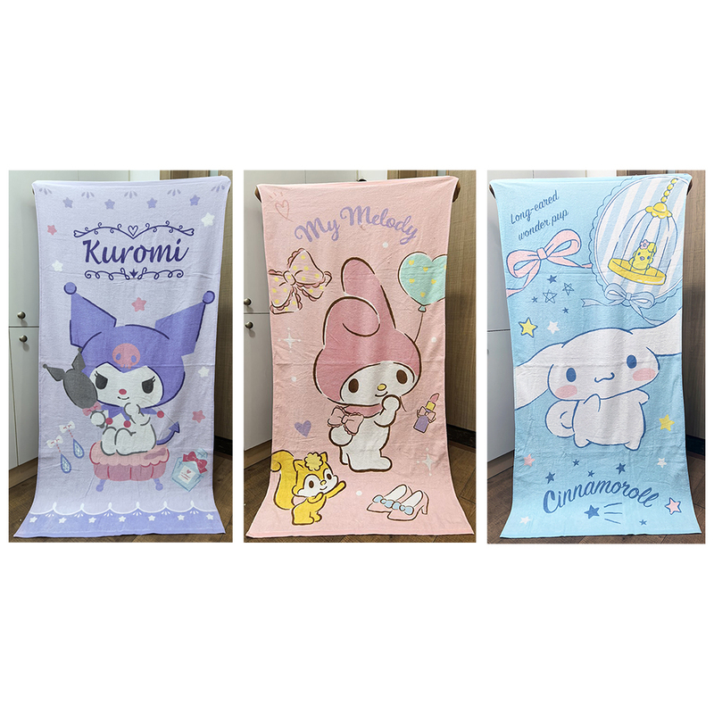 75X150Cm Melody Kuromi Export Cartoon Pure Cotton Kidsren's and Adult's Swimming and Bathing Beach Towel Large Bath Towel