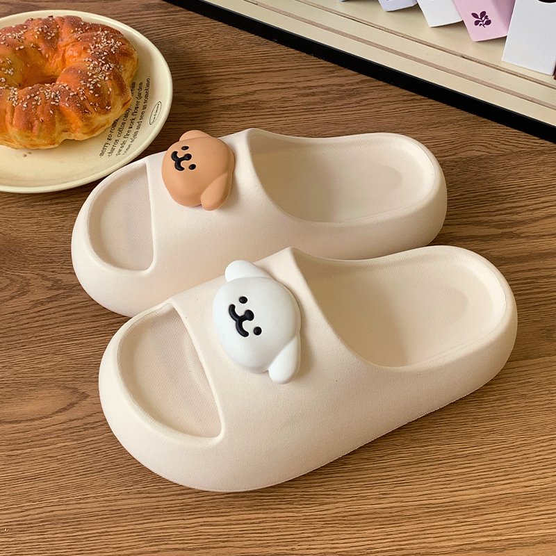 Cartoon Cute Puppy Thick-Soled Eva Slippers for Women, Summer Outdoor Wear, Soft-Soled Home Non-Slip Indoor Sandals, Holiday