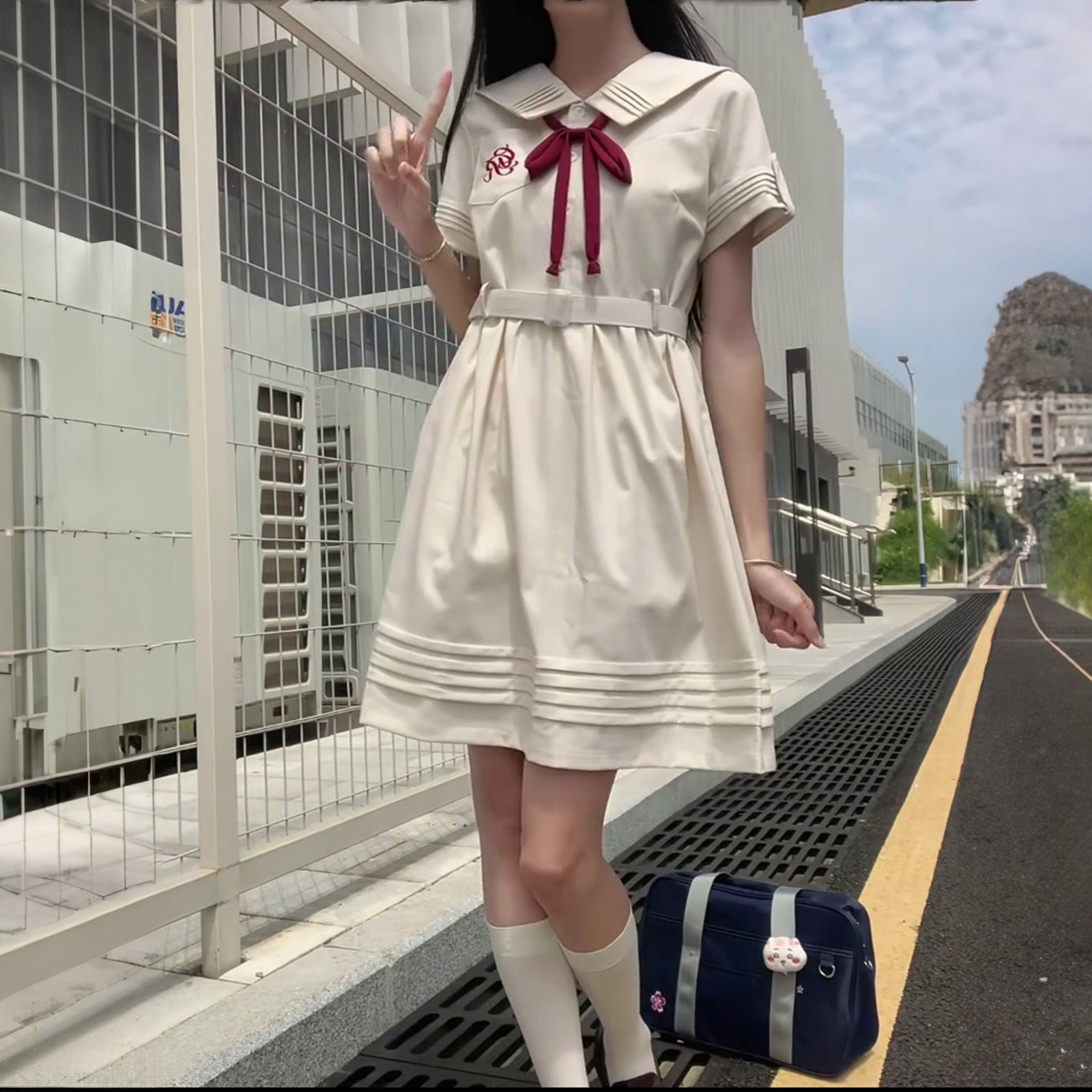 レッドリーフ サマーアウトフィット / オリジナル JK ユニフォーム スクールスタイル ドレス 半袖 日本風セーラー服 ミディスカート