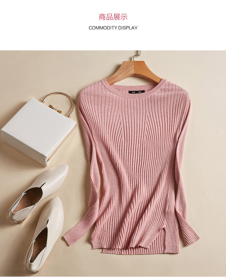 Lụa cashmere pha trộn cổ tròn chạm đáy áo sơ mi lụa đan áo thun mỏng phần cao co giãn hố áo len nữ áo thun form rộng
