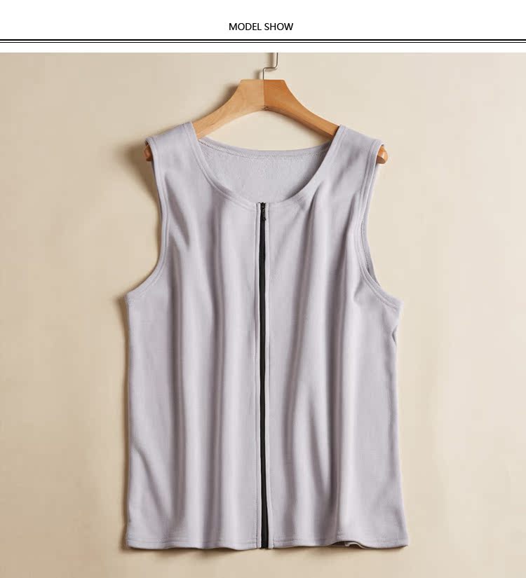 Mùa thu đông 2018 lụa chải vest lụa lụa cotton pha trộn ấm áp chạm đáy áo sơ mi dây kéo áo vest nam vai - Áo vest cotton áo khoác không tay