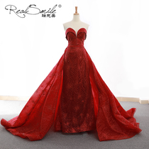 Reith Beauty Wedding Dress Gown 2022 New Summer Han Style Fish Tail Flop Smear Slate Evening Gown Banter Tug Pompon Skirt