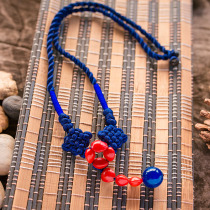 Non-Suicide Tanxia Red Bean Pendant National Wind Red Bean Hand Woven Necklace Woman Ancient Wind New Syth Bean Lock Bone Chain