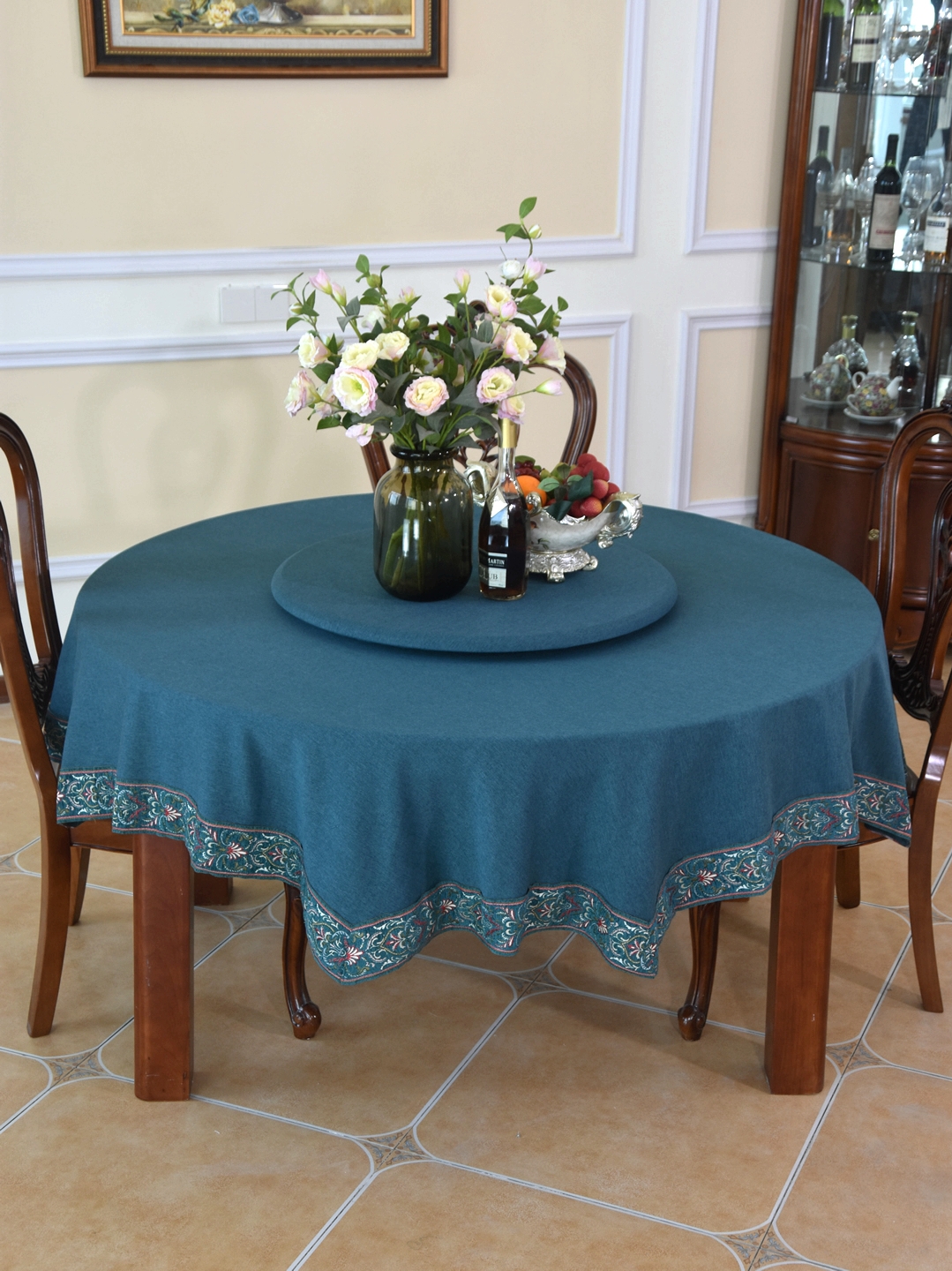New Chinese big round table table cloth round table table table table cloth solid color tea table cloth small square table mahjong table tablecloth customized