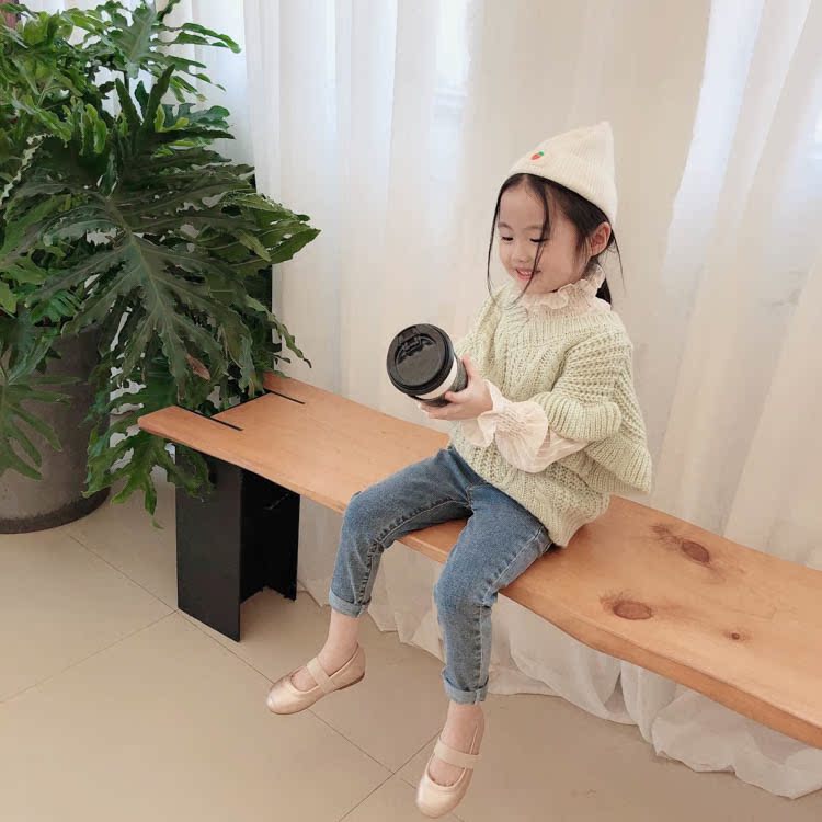 Quần áo trẻ em Hàn Quốc 2019 mùa thu cô gái mới đan áo len nước ngoài bằng gỗ tai trẻ em áo len trẻ em - Áo ghi lê áo khoác ba lỗ có mũ bé gái