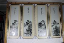 Master porcelain famous porcelain collection four bottles porcelain plate painting new Chinese style hanging painting living room ink landscape painting