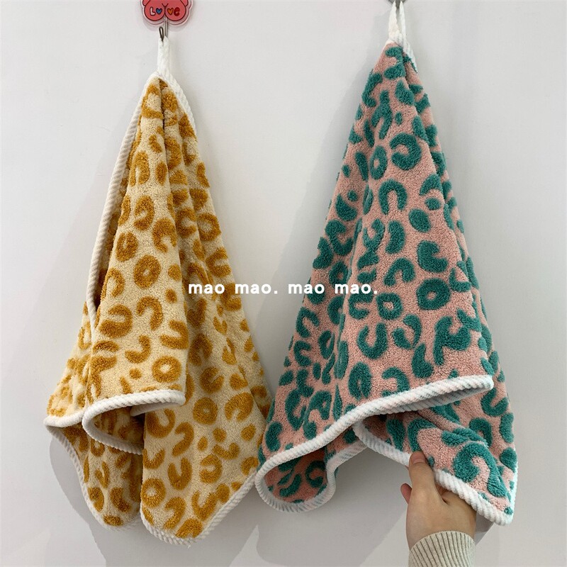 Leopard Print Face Towel, Ins Coral Fleece, Soft New Model, Household Bath Towel, High-End Face Towel, Couple's Absorbent Quick-Dry Towel