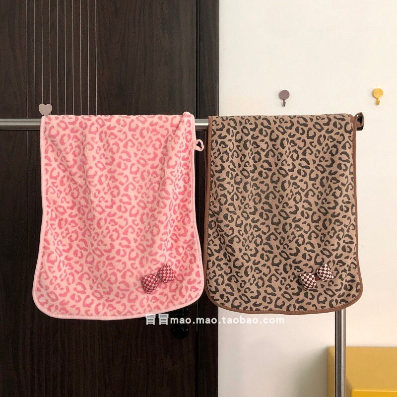 Ins Retro Leopard Print Towel, Soft, Super Absorbent, Quick-Drying, Face Wash Towel, Bath Towel, Household Hair Towel
