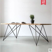 Creative furniture wrought iron solid wood workbench small conference table long table simple dining table modern negotiation office table