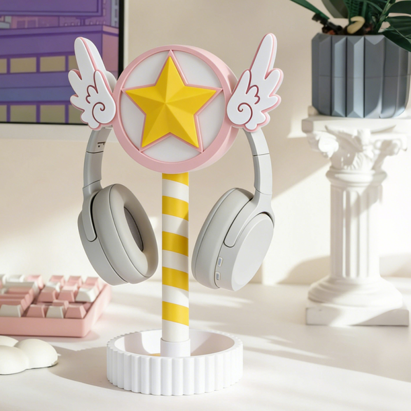 Cardcaptor Sakura Headphone Stand Cute Sakura Pink Headphone Storage Rack Desk Organizer for Girls Gift