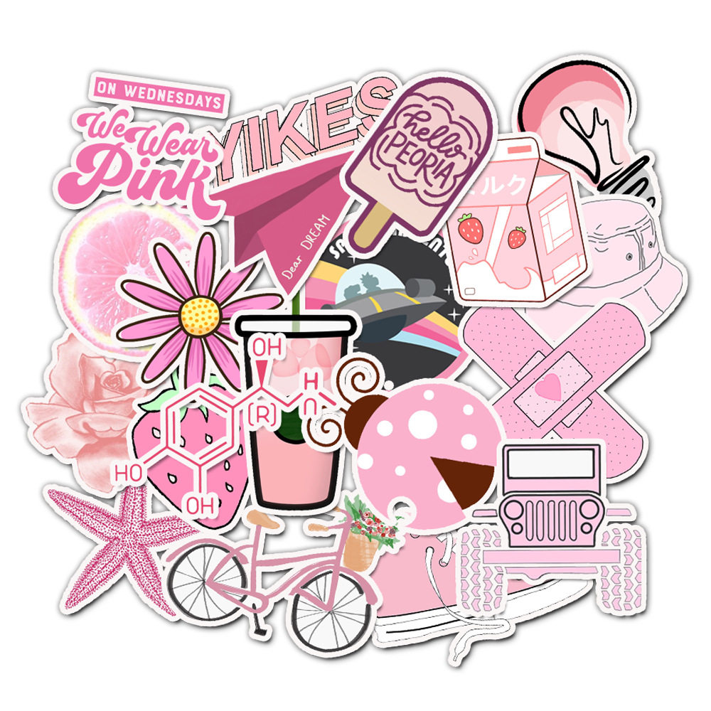 50 photos of cute cartoon teenage suitcases Llever Box laptops Graffiti stickers Pink Series Stickers