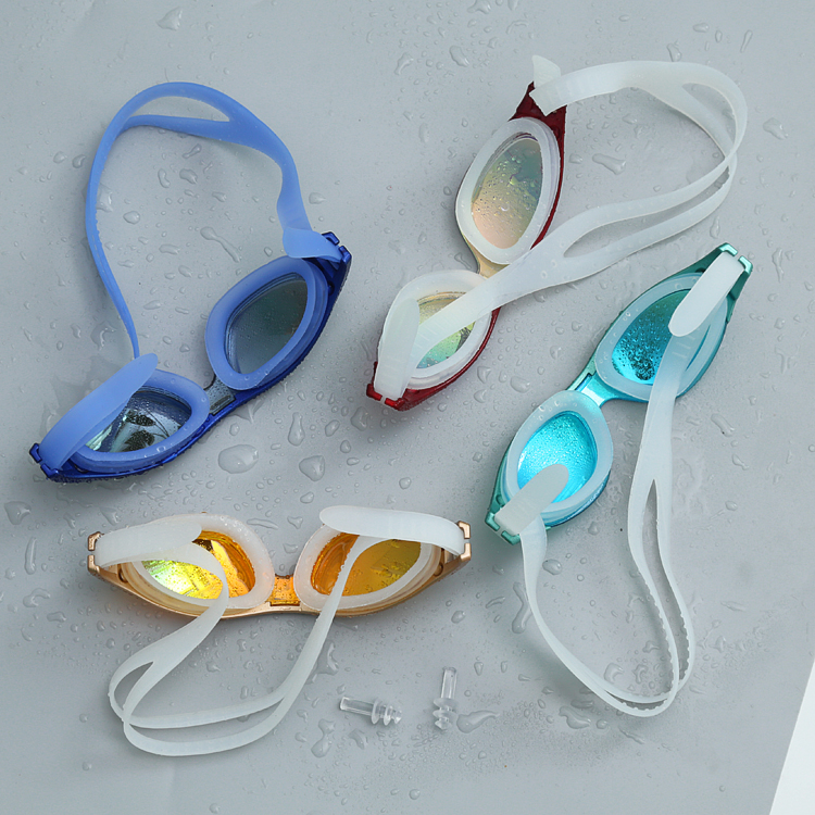 Out single unisex waterproof anti-fog goggles couple swimming glasses send waterproof earplugs Q890