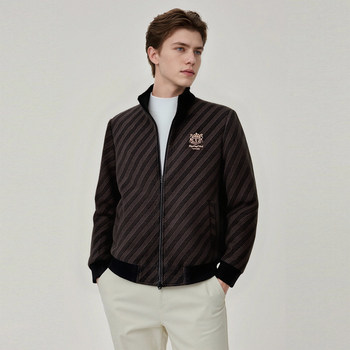 Light luxury chenille fabric fashion embroidery autumn and winter striped thickened men's cotton jacket d2247 Light luxury chenille fabric fashion embroidery autumn and winter striped thickened men's cotton jacket d2247