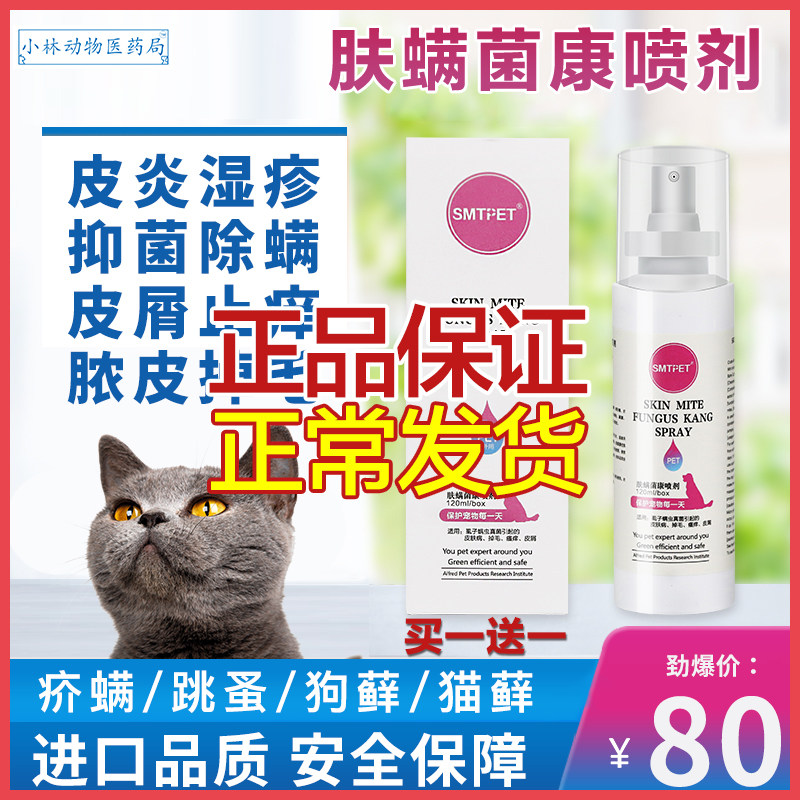 Thai pet skin mite fungal spray pet hair loss red spot skin disease cat and dog moss red swelling fungal infection Demodex mites